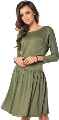 Produktbild von Damen Kleid klassisch Mini-Kleid Langarm; Khaki XL/2XL 42/44