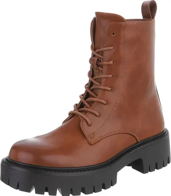 Produktbild von Ital-Design Damen Stiefeletten Leicht gefüttert Lederoptik Plateaustiefeletten 90169454 Camel Gr.  36