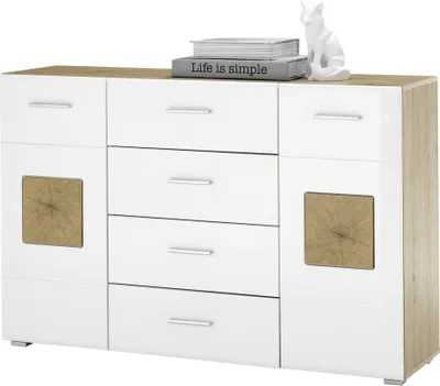 Produktbild von Sideboard >Georgia< in Eiche Artisan Nachbildung - 140x92x38cm (BxHxT)