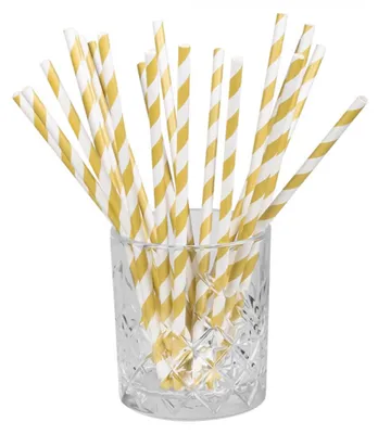 Image de Paille en papier 20 pailles - 20 cm | Or Blanc