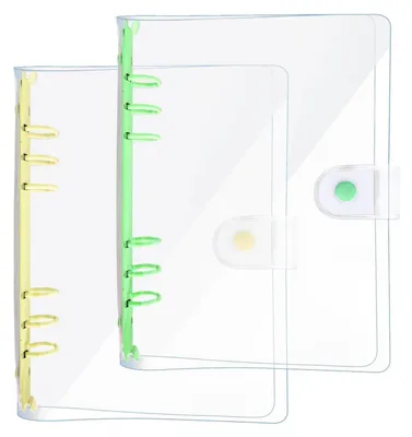 Immagine prodotto di Cartella ad anelli A5, trasparente in PVC, 2 pezzi, giallo/verde, 6 anelli
