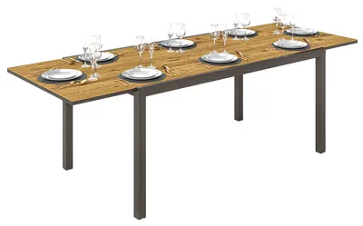 Imagen del producto de Mesa de Comedor Exterior Extensible de 160-240 cm para 6-8 Personas Mesa de Jardín Rectangular para Terraza Marrón
