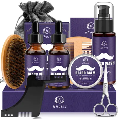 Produktbild von Bartpflegeset - Bartöl Bartshampoo Bartcreme - 2 x 30 ml Bartöl - 60 ml Bartshampoo - Reisetasche
