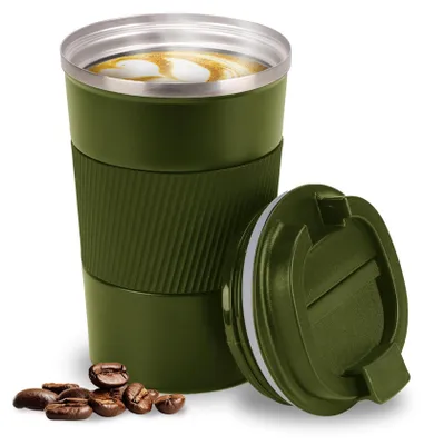 Image de Gourde isotherme avec couvercle, idéale pour le café et le thé, capacité de 380 ml