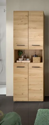 Produktbild von Ice Hochschrank Bad 4 Türen, 1 Regal Eiche Nachbildung.