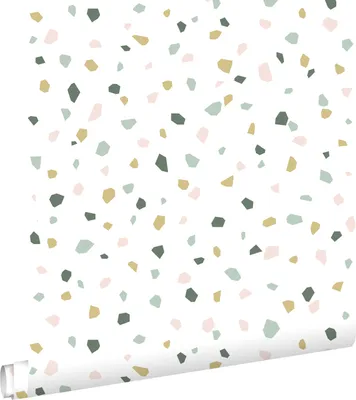 Zdjęcie produktu dla ESTAhome Tapeta lastryko białym,delikatnego różuImiętowej zieleni 53 cm x 10.05 m