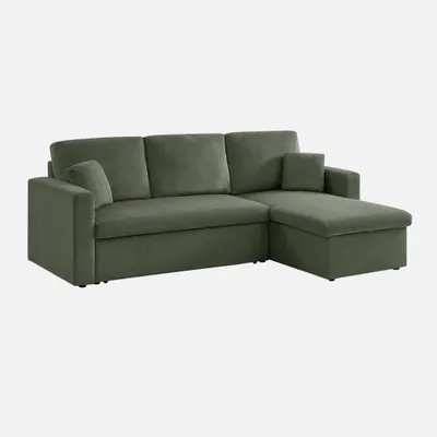 Produktbild von sweeek -  3-Sitzer Ecksofa mit Schlaffunktion - Dunkelkhaki