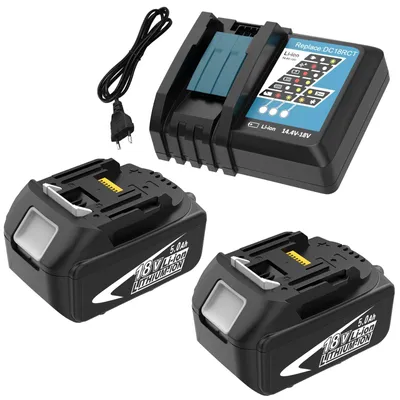 2x 5,0 Ah Akku 18V, kompatibel mit 3A Ladegerät