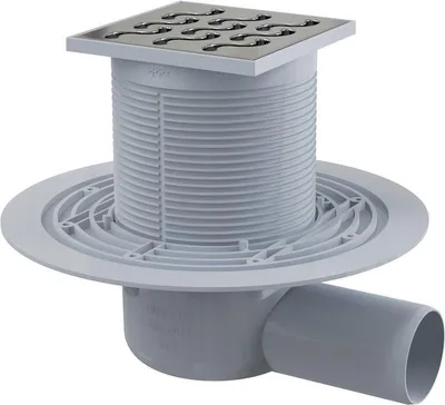 Obrázok produktu pre Podlahová vpusť Alcadrain 105x105/50 mm bočná, mriežka nerez, vodná zápachová uzávera