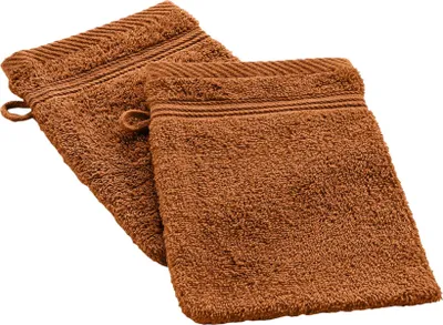 Image de Lot de 2 gants de toilette 15 x 21 cm Tendresse caramel