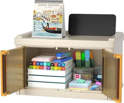 Produktbild von Famanu Aufbewahrungsbox mit Deckel, 2,7 l, faltbar, stapelbar, orange Handgriff