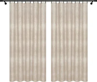 Zdjęcie produktu dla Voppi Beżowe zasłony okienne na taśmie na żabki agrafki 140x240 cm - komplet 2 zasłon