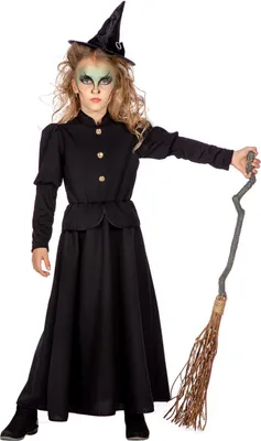 Produktbild von Klassisches Kinder Hexenkleid -  Gr. 116-152cm - Schwarz 128cm