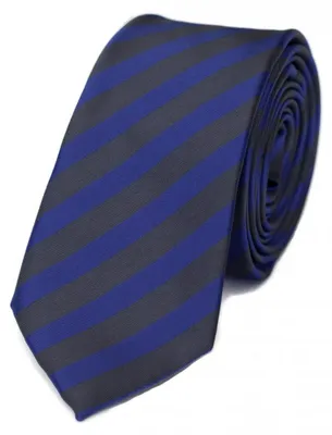 Produktbild von Fabio Farini - 1 Stück gestreifte Herren Krawatte - Tie mit Streifen in 6cm oder 8cm Breite Schmal (6cm), Schwarz/Navyblau