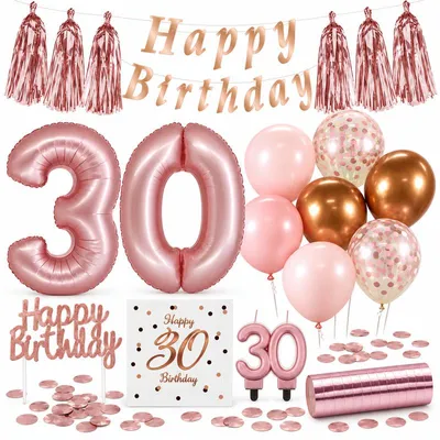Produktbild von 30. Geburtstag roségold Deko Geburtstagsdeko Zahl Frau Partyset