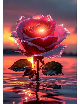 Produktbild von 5D Diamond Painting Set Rose Blumen 30x40cm Rosa