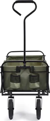 Produktbild von Bollerwagen faltbar offroad schwarz, Faltbollerwagen belastbar bis 100 kg, Klappbollerwagen für Strand, Garten, Einkäufe Meteor X-200 Dunkelgrün