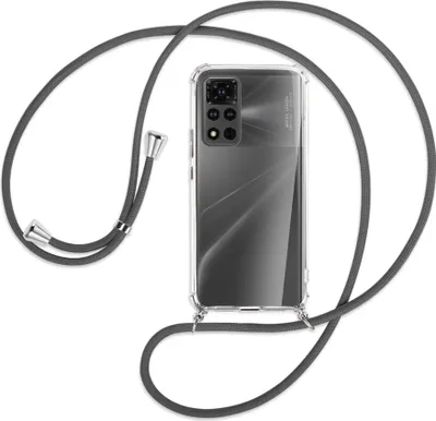 Produktbild von Handykette Backcover-Schutzhülle mit Band (Metall silberfarben) für Honor View 40 Pro (V40 Pro, 6.6'') - dunkelgrau