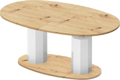 Produktbild von Design Couchtisch HBL-111 Tisch stufenlos höhenverstellbar ausziehbar oval Esstisch