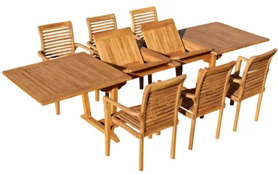 Produktbild von TEAK SET: Gartengarnitur Tobago Ausziehtisch 200/250/300cm x 100cm + 6 Alpen Sessel Serie JAV von AS-S