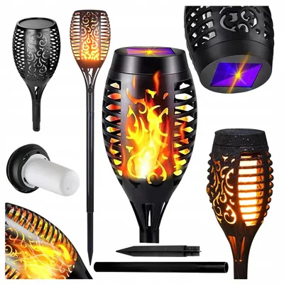 Produktbild von Real Garden Solar-Gartenfackel mit Flammeneffekt, 4 Stück
