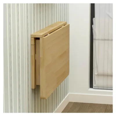 Produktbild von Klapptisch, kleiner, platzsparender Wandtisch aus Massivholz, zusammenklappbarer Computertisch für Arbeitszimmer, Küche, Waschküche usw.