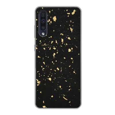 Produktbild von MuchoWow® Handyhülle Schutzhülle Hülle für Samsung Galaxy A30s Goldene Flocken auf schwarzem Hintergrund Silikon Softcase Handy Hülle - Karteninhaber