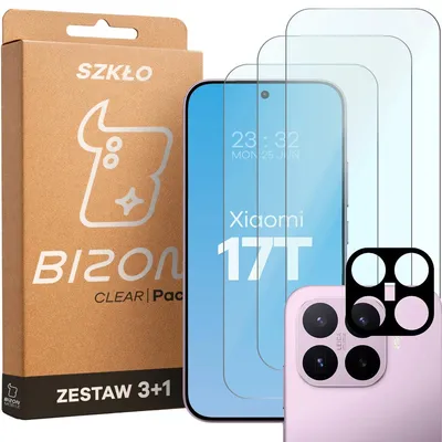 Produktbild von 3x Gehärtetes Glas + Kameraschutz für Xiaomi 17T, Bizon Glass Clear Pack