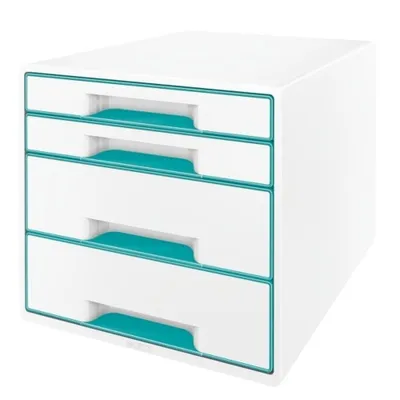 Immagine prodotto di Leitz 5213-20-51 5213 WOW CUBE - A4/C4, 4 cassetti chiusi, bianco perla/blu ghiaccio metallizzato