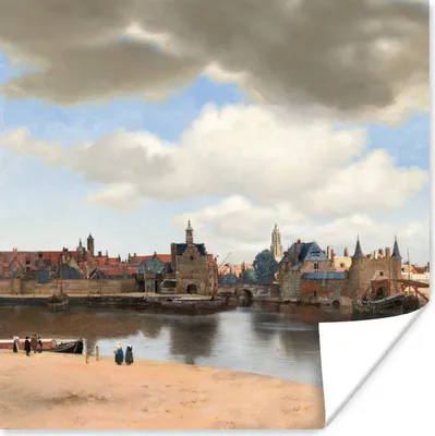 Produktbild von MuchoWow® Poster Ansicht von Delft - Gemälde von Johannes Vermeer 50x50 cm - Wohnzimmerdekoration