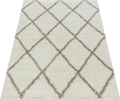 Obrázek produktu pro Moderní koberec s kosočtvercovým vzorem – skandinávský design pro obývací pokoj a ložnici, velikost: 120 cm Kulatý, Barva: Krémová
