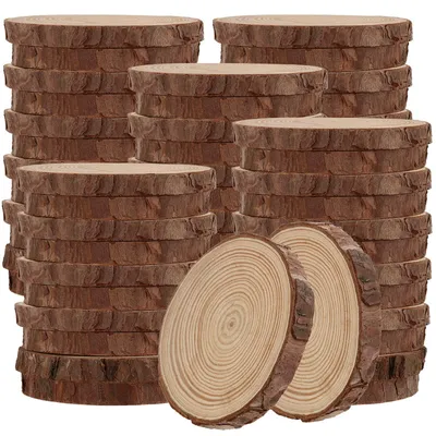 60er-Set natürliche Holzscheiben 9-10 cm für DIY-Basteln