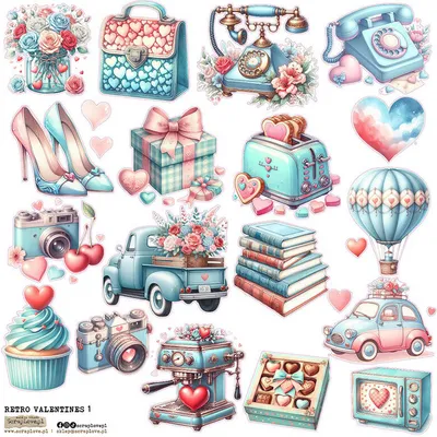 Produktbild von AUFKLEBER - ScrapLove - Retro Valentinstag 1