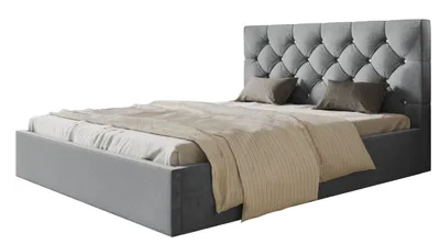 Produktbild von Bett Boston 160x200 mit Bettkasten und Metallrahmen, Jasminstoff, Grau