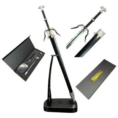 Immagine prodotto di Geralt Mini Spada Tagliacarte con fodero 22 cm - Geshenk Ispirato al fantasy, in metallo, supporto e confezione regalo KW1040