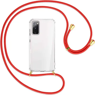 Produktbild von Handykette Backcover-Schutzhülle mit Band (Metall goldfarben) für Samsung Galaxy S20 FE / Lite - rot