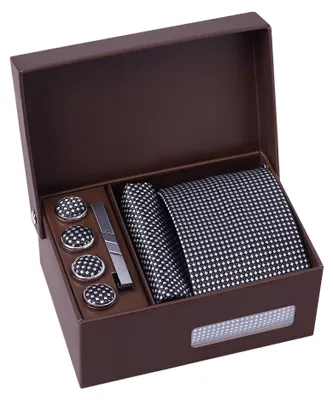 Imagen del producto de Solidchoice - Set de corbatas para hombre con pañuelos de bolsillo y gemelos, en caja de regalo