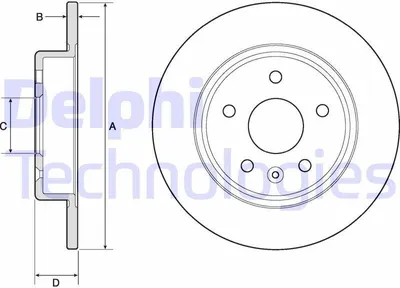 Produktbild von 2x DELPHI Bremsscheibe BG4761C für OPEL Astra K Sports Tourer (B16) 44mm 264mm