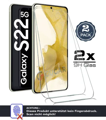 Produktbild von 2x Samsung Galaxy S22 5G - Panzerglas - Vollkleber! Panzerfolie Schutzglasfolie Displayschutzglas Echt Glas Schutz Folie Display Glasfolie 9H - 2 Stück