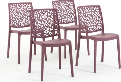 Immagine prodotto di set di 4 sedie impilabili in polipropilene con fibre di vetro per esterni e giardino, bar e ristoranti, cucina design moderno - ANNA - malva