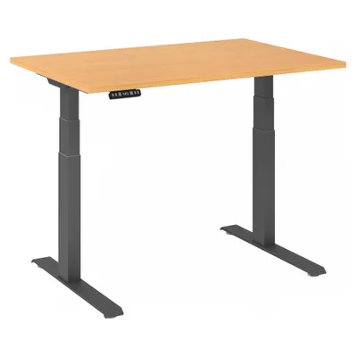 Image de Bureau réglable en hauteur XDKB | 2-moteurs | 120 - 180 cm | électrique, Dimension plateau:120 x 80 cm, Couleur plateau:Hêtre, Couleur piétement:Graphite
