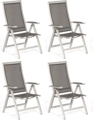 Produktbild von Sonnenpartner 4x Star Klappsessel silber Aluminium/Textilen Klappstuhl 111x84x65cm