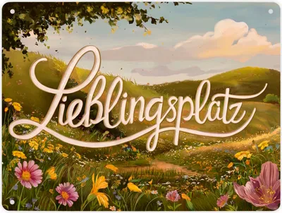 Produktbild von Lieblingsplatz Metallschild XL in 21x28 cm mit Blumenwiese