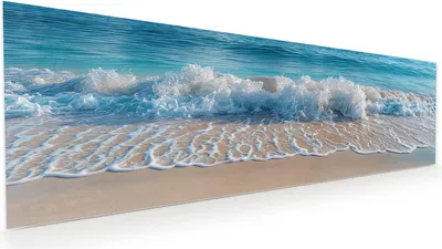 Produktbild von Glasbild 120x40cm in XXL für Wohnzimmer, Schlafzimmer Motiv Meereswellen