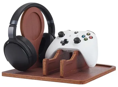 Produktbild von Elzusha – Holz-Gaming-Controller und Kopfhörerhalter mit Aufbewahrungssystem