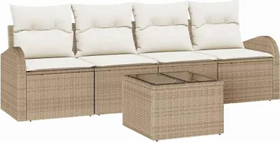 Produktbild von vidaXL Gartensofa-set Beige 55 x 55 x 37 cm Poly-Rattan