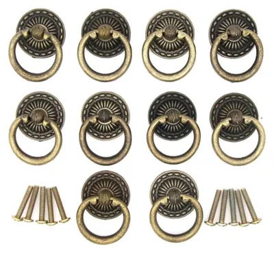 Produktbild von 6 Möbelgriffe aus Bronze: Vintage-Stil – für Schubladen, Schränke, Kommoden und Schranktüren