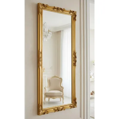 Produktbild von MO.WA Wandspiegel Spiegel klassisch Barock 62x142 Blattgold Antik Ganzkörperspiegel Bodenspiegel Holzspiegel Gold antiker Spiegel - Italy