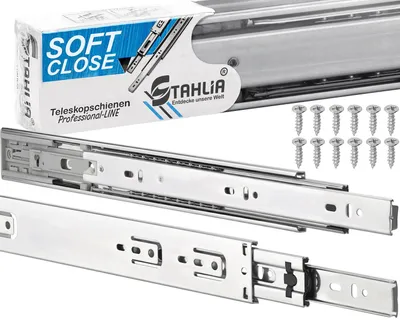 Imagen del producto de Rieles de soporte completos, 45 x 300 mm (2 unidades), con sistema de cierre suave y amortiguación