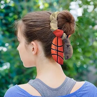 Produktbild von 6 Stück Haargummis mit Fußball und Gras-Haarschal, Haargummis mit Schleife, elastische Haargummis und Pferdeschwanzhalter für Frauen, Teenager und Mädchen